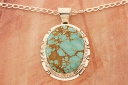 Genuine Number 8 Mine Turquoise Sterling Silver Pendant
